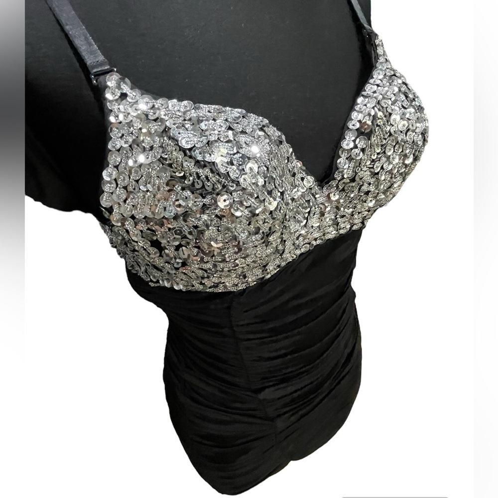 Hot from Hollywood Styles Sequin bra Top Mini ruched Dress size L